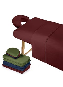 Kinlop 3 Pack Microfiber Massage Table Sheet Set Of 3 Pcs 3 Colors Flat Massage Table Cover Light Soft Massage Fitted Sheet Massage Face Rest Cover For Beauty Salon Spa (Burgundy, Navy Blue, Army Green)  - Image 1