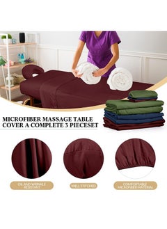 Kinlop 3 Pack Microfiber Massage Table Sheet Set Of 3 Pcs 3 Colors Flat Massage Table Cover Light Soft Massage Fitted Sheet Massage Face Rest Cover For Beauty Salon Spa (Burgundy, Navy Blue, Army Green)  - Image 3