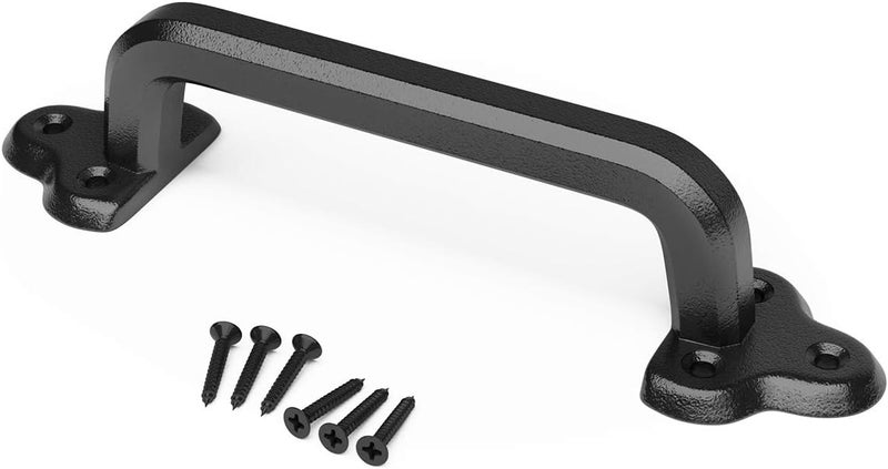 SMARTSTANDARD Heavy Duty 9" Antique Barn Door Handle, Large Rustic Retro Cast Iron Handle for Gates Garages Sheds Furniture, Black Powder Coated Finish, Square - Image 4