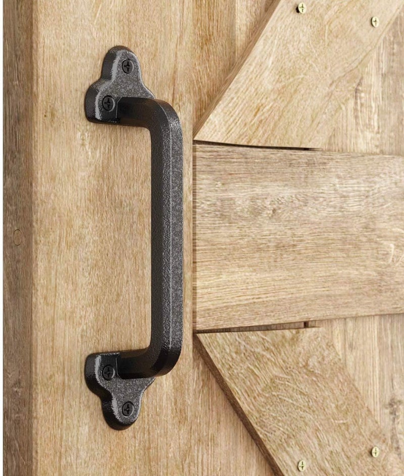 SMARTSTANDARD Heavy Duty 9" Antique Barn Door Handle, Large Rustic Retro Cast Iron Handle for Gates Garages Sheds Furniture, Black Powder Coated Finish, Square - Image 1
