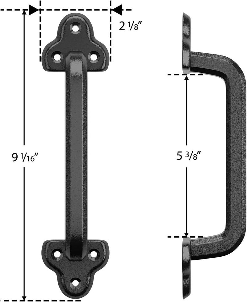 SMARTSTANDARD Heavy Duty 9" Antique Barn Door Handle, Large Rustic Retro Cast Iron Handle for Gates Garages Sheds Furniture, Black Powder Coated Finish, Square - Image 2
