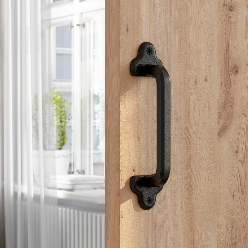 SMARTSTANDARD Heavy Duty 9" Antique Barn Door Handle, Large Rustic Retro Cast Iron Handle for Gates Garages Sheds Furniture, Black Powder Coated Finish, Square - Image 3