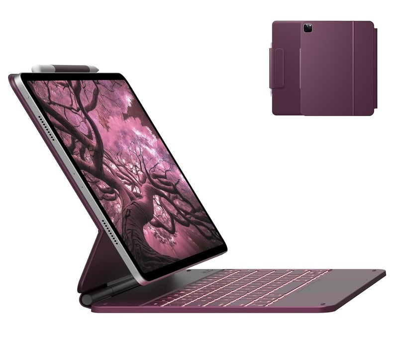 typecase Edge for iPad Air 13 (M4/M3/M2, 2026/2025/2024) & Pro 12.9 (6th/5th/4th/3rd) with 11-Color Backlit, Precision Trackpad, Magic Floating Keyboard (NOT FIT to Pro 13 (M5/M4) -Raspberry'26 - Image 1