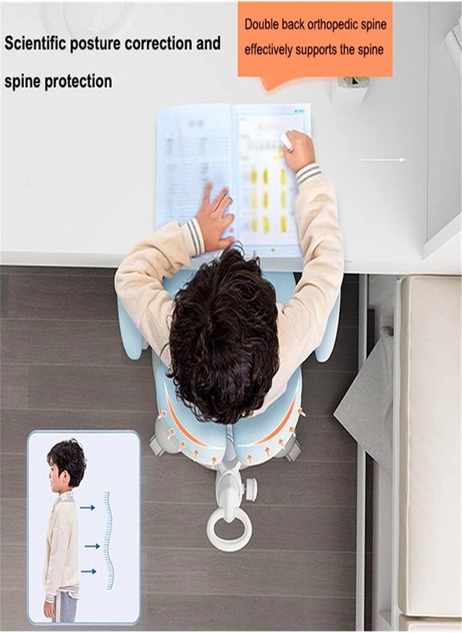 C&C Home كرسي مكتب للأطفال كرسي تعليمي لتصحيح وضعية الجلوس للاستخدام المنزلي مع ارتفاع قابل للتعديل ومسند ظهر كرسي لطلاب المدارس الابتدائية 52x64x90 سم  - Image 4