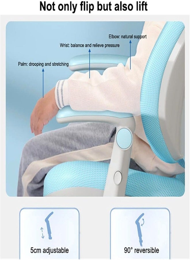 C&C Home كرسي مكتب للأطفال كرسي تعليمي لتصحيح وضعية الجلوس للاستخدام المنزلي مع ارتفاع قابل للتعديل ومسند ظهر كرسي لطلاب المدارس الابتدائية 52x64x90 سم  - Image 5