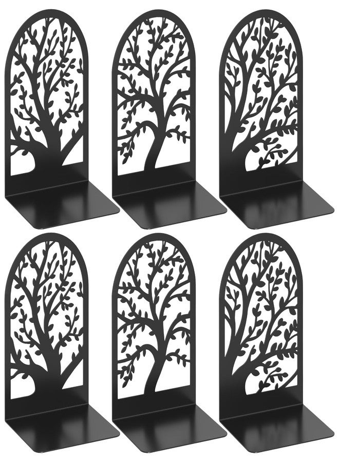 VFINE Bookend 3 Pairs, Decorative Book End, Bookends for Shelves, Desktope Book Ends, Book Stopper to Hold Books, Unique Black Metal Tree Book Holder for Home Office - Image 1