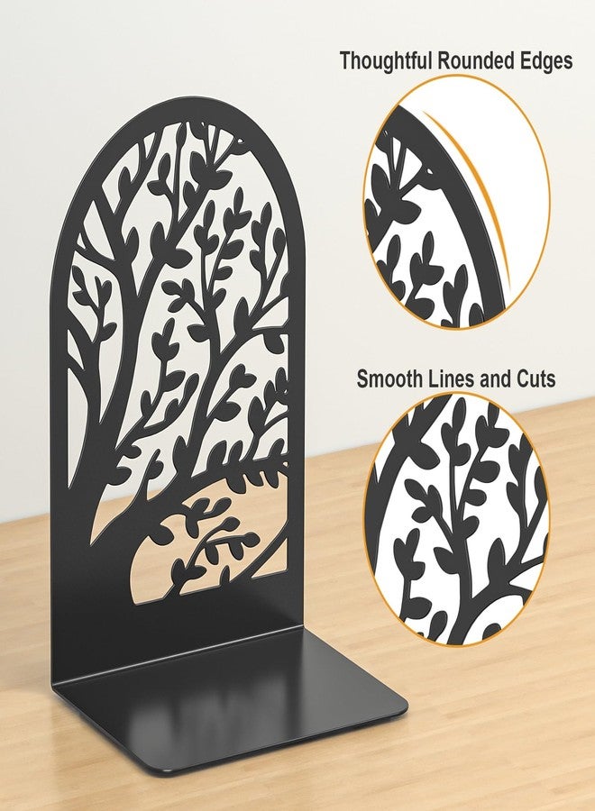 VFINE Bookend 3 Pairs, Decorative Book End, Bookends for Shelves, Desktope Book Ends, Book Stopper to Hold Books, Unique Black Metal Tree Book Holder for Home Office - Image 5
