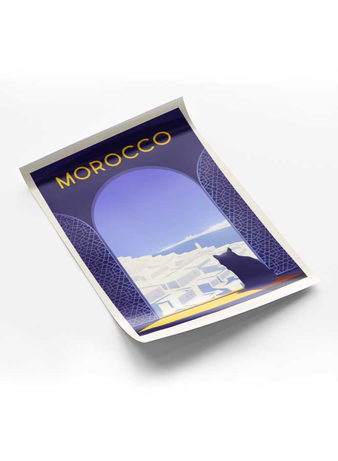 LOWHA Poster Painting Art With Four Separate Pieces Of Double-Sided Stickers Morocco For Home Bedroom Living Room And Office Decor  - Image 1