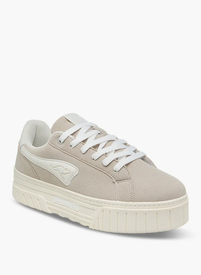 كانغاروس Women's Solid Sneakers with Lace-Up Closure