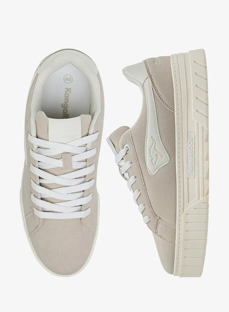 kangaROOS WHITE Women's Solid Sneakers with Lace-Up Closure for Women | Best Price UAE