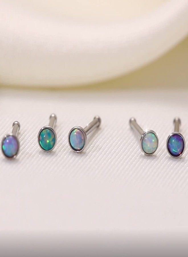 Lantine Bone Nose Ring Surgical Steel 20 Gauge 2mm Opal Nose Studs Set 1/4 inch - Image 5