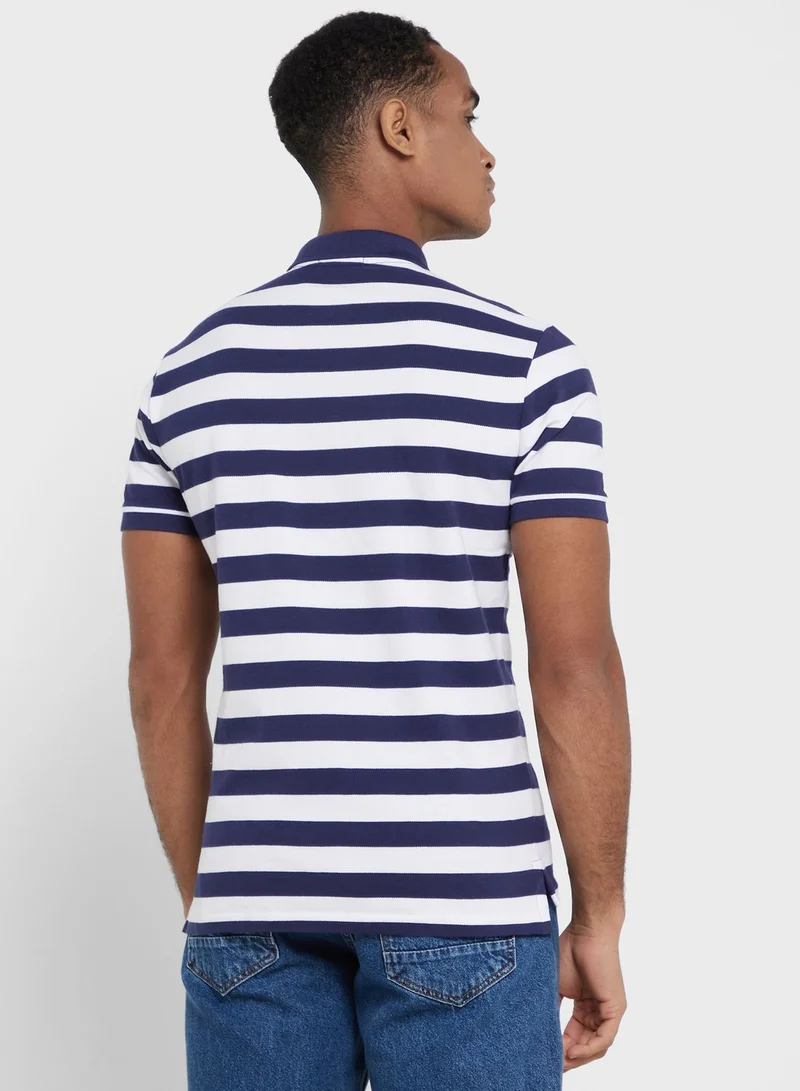 POLO RALPH LAUREN Custom Slim Fit Striped Mesh Polo Shirt