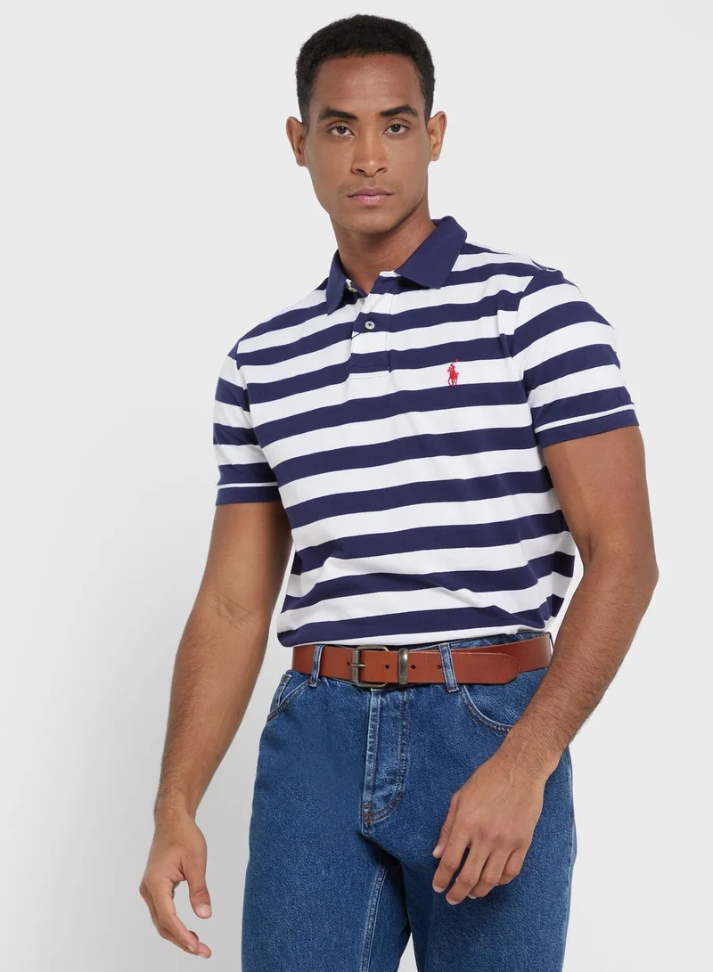 POLO RALPH LAUREN Custom Slim Fit Striped Mesh Polo Shirt