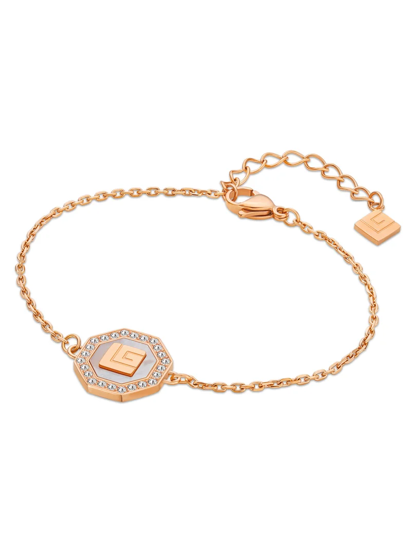 غاي لاروش Ambre Rose-Gold Plated Bracelet With Mother Of Pearl And Crystrals
