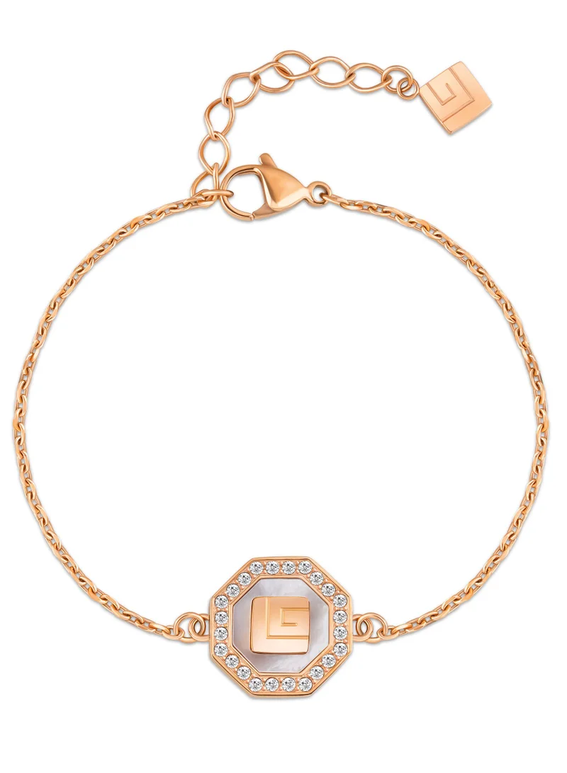 غاي لاروش Ambre Rose-Gold Plated Bracelet With Mother Of Pearl And Crystrals