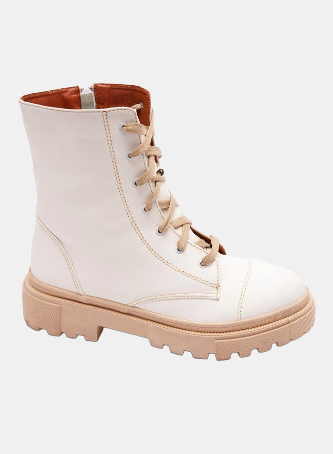 XO Style Leather Ankle Boot -  White - Image 1