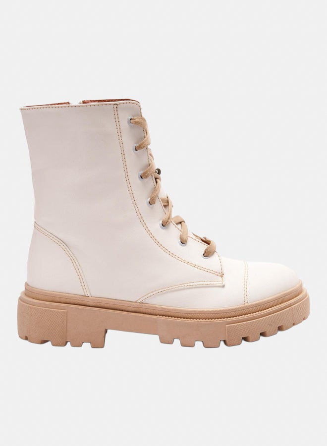 XO Style Leather Ankle Boot -  White - Image 2