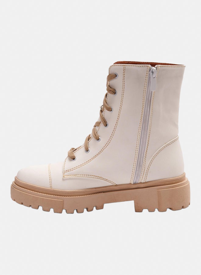 XO Style Leather Ankle Boot -  White - Image 4
