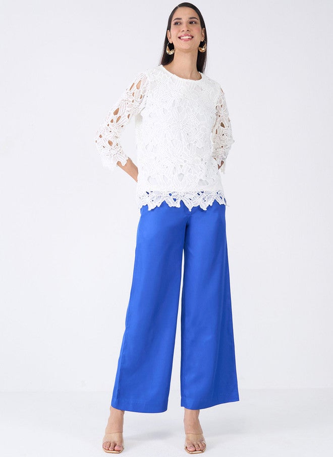 SALT ATTIRE Women High-Rise Blue Parallel Trousers - Image 4