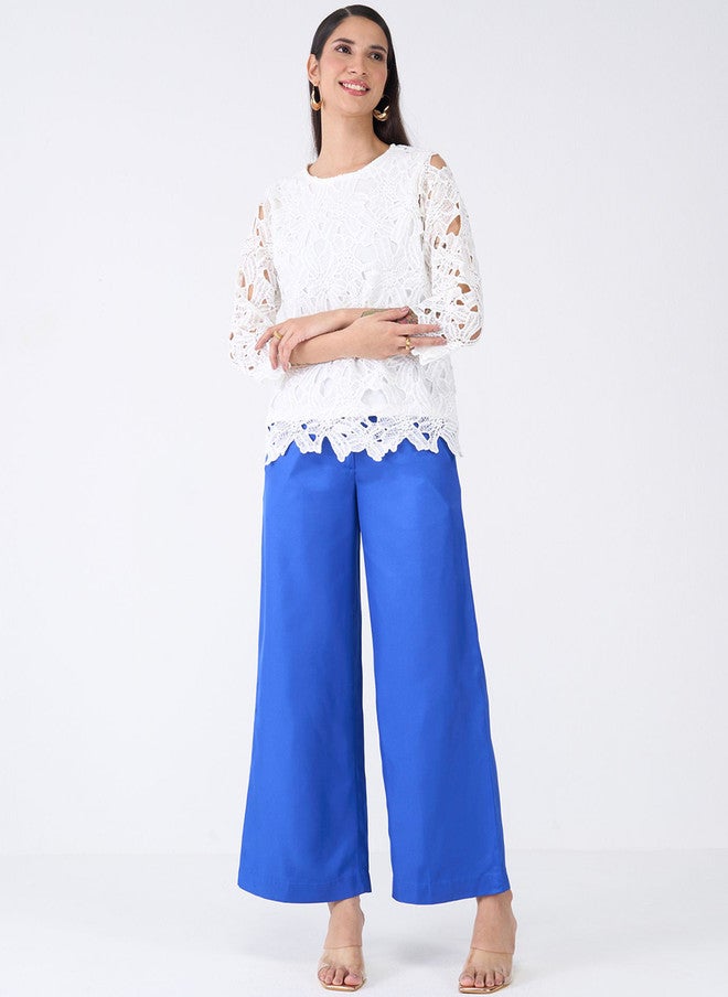 SALT ATTIRE Women High-Rise Blue Parallel Trousers - Image 5