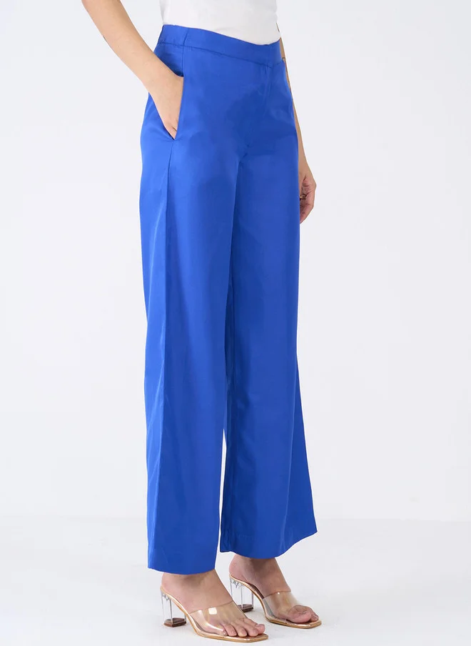Salt Attire SALT ATTIRE Women High-Rise Blue Parallel Trousers