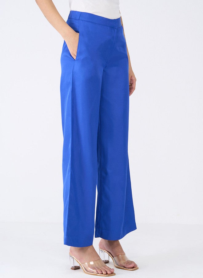 SALT ATTIRE Women High-Rise Blue Parallel Trousers - Image 2
