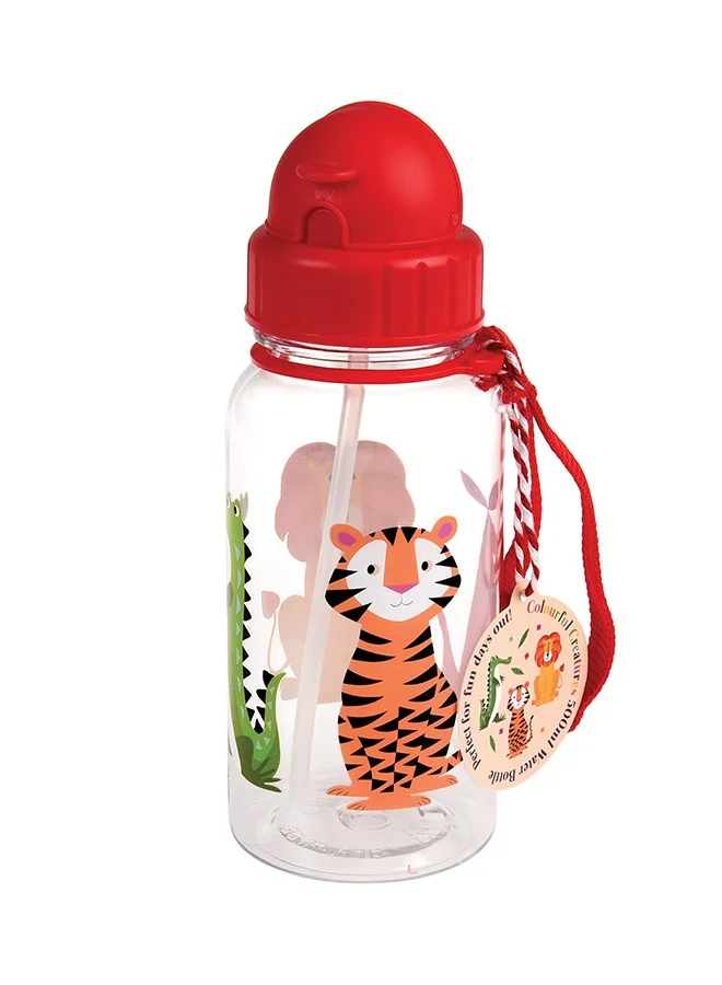 Rex London Colourful Creatures Kids Water Bottle 500ml – Fun Animal Print BPA-Free Bottle for School Lunches and Everyday Hydration