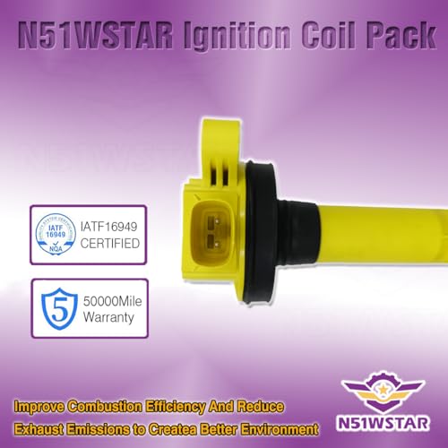 N51WSTAR Performance Ignition Coil Pack Set of 6 Compatible with Ford Lincoln Edge Flex F150 Explorer Fusion Mustang Taurus MKS MKX MKZ 3.5L 3.7L V6 Replacement for UF553 C1652 7T4Z12029E 2pins - Image 4