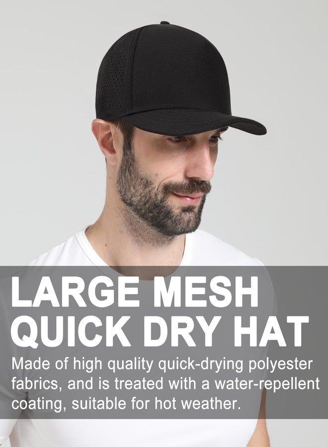 Ztl Oversize XL XXL Trucker Hat for Men, Structured 5 Panel Snapback Performance Laser Cut Quick Dry Hat for Big Heads 23.5"-26" Black - Image 5