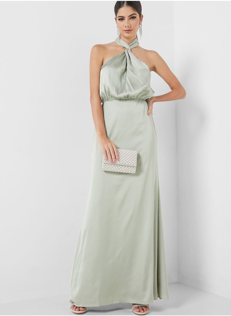 Chi Chi London Petite - Halter Neck Bardot Dress - Image 1