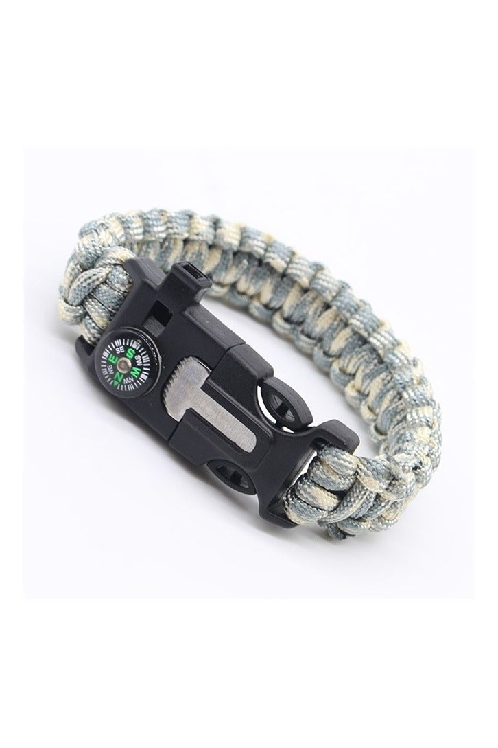 5 in 1 Survival Paracord Bracelet Adjustable Gear Kit with Fire Starter, Bigger Compass, Survival Whistle, Perfect for Camping, Hiking, Fishing Army green camouflage 