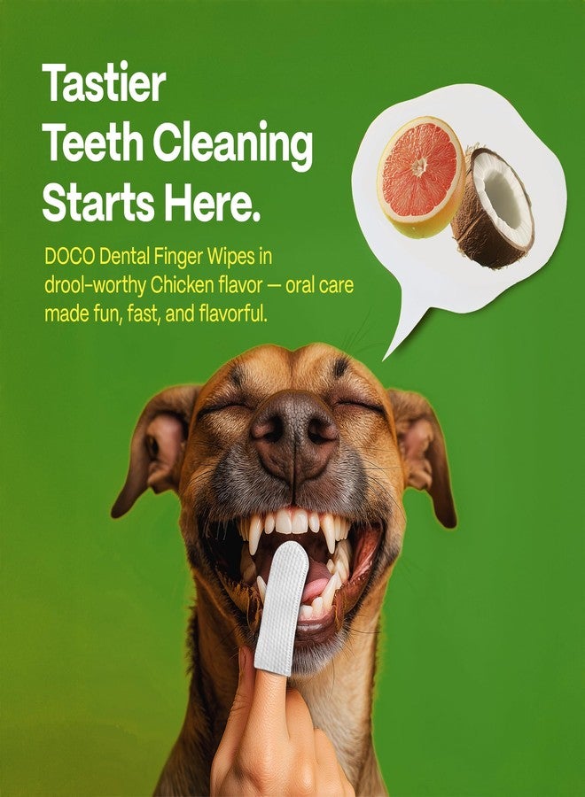 دوكو مناديل تنظيف أسنان الكلاب من دوكو، مناديل تنظيف أسنان للأصابع للقطط والكلاب، تزيل البلاك والجير، وتنعش النفس، لا تحتاج إلى شطف، مجموعة تنظيف أسنان الحيوانات الأليفة سهلة وفعالة للعناية بالفم (بنكهة الجريب فروت، 50 منديل) - Image 2