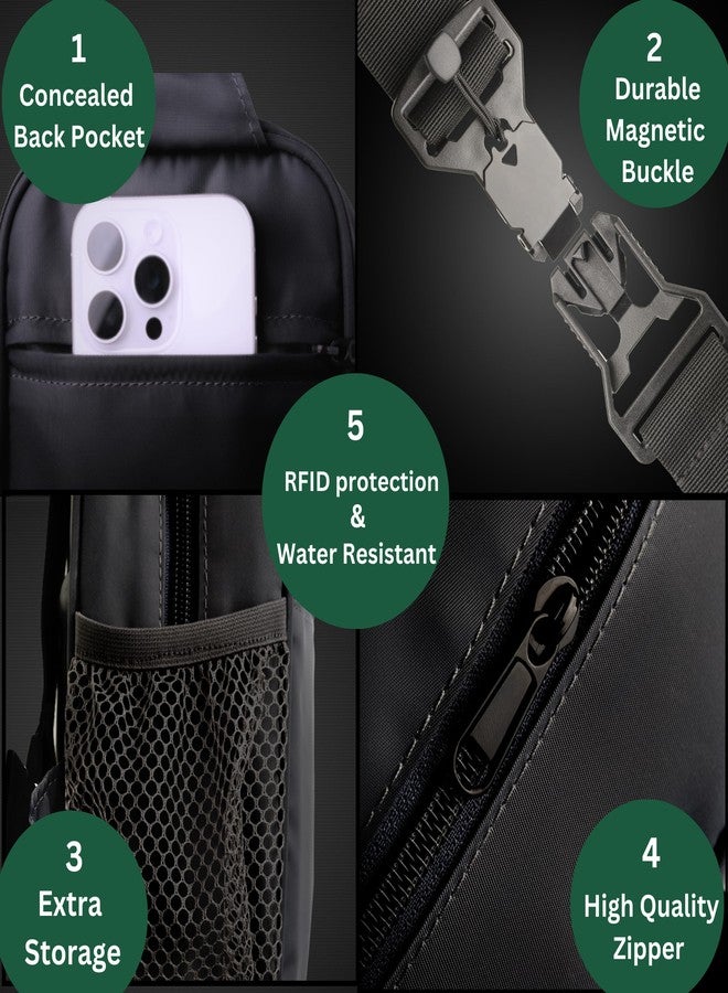 M2M Anti Theft Crossbody Bags for Women & Men Sling Bag with RFID Blocking Travel Crossbody Bags for Women Crossbody Purse, Black, 8.5 inches - Image 4