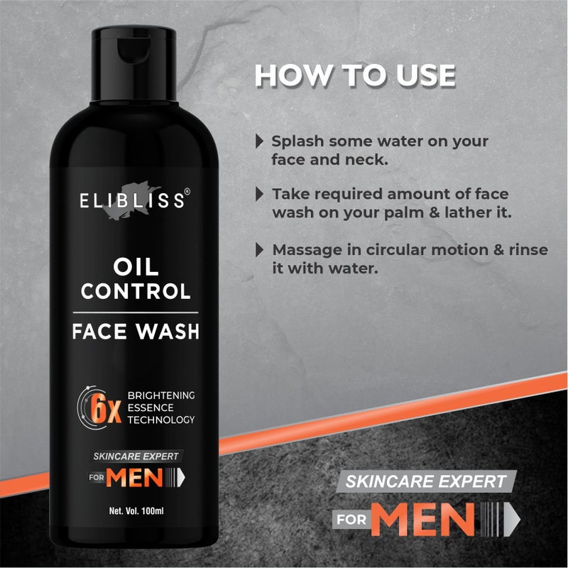Elibliss Oil Control Face Wash for Men 6X Brightening Essence Technology Deep Cleansing for Oily Skin Skincare Expert Formula - Image 5