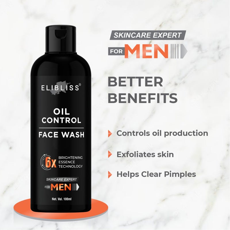 Elibliss Oil Control Face Wash for Men 6X Brightening Essence Technology Deep Cleansing for Oily Skin Skincare Expert Formula - Image 4