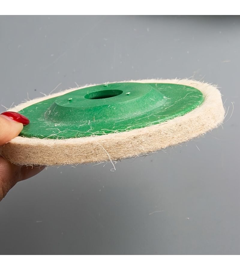 4 Pcs Green Wool Polishing Wheels 100mm Fine White Industrial Felt Pads - Image 5