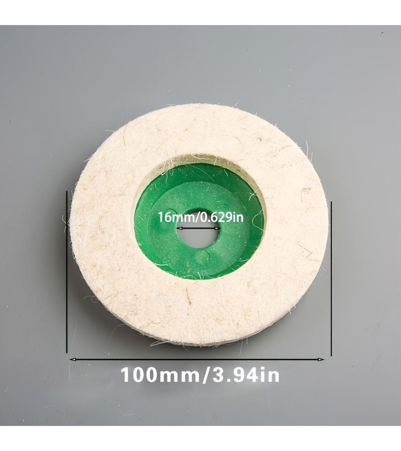 4 Pcs Green Wool Polishing Wheels 100mm Fine White Industrial Felt Pads - Image 2