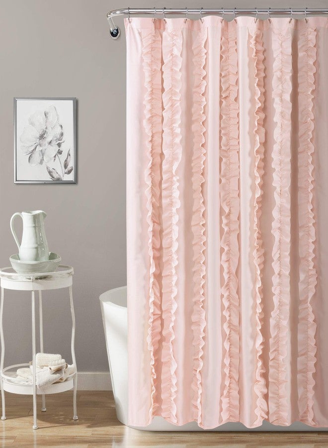 Lush Decor Belle Shower Curtain Single 72" W x 72" L Blush - Fabric Shower Curtains for Bathroom - Pink Bathroom Curtain - Coquette Decor - Image 1