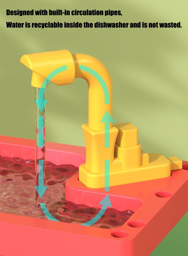 55pcs Kitchen dishwasher toys Water circulation dishwasher toy Electric circulation of water Kitchen playset Scenario simulation toy - Image 4