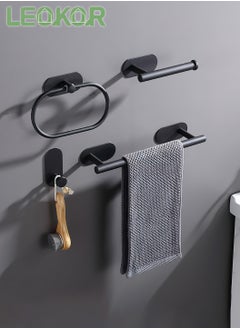 4 Pcs Bathroom Towel Rack Hardware, 304 Stainless Steel Wall Mounted with 16" Hand Towel Bar, Hand Towel Ring, Toilet Paper Holder, Robe Towel Hook for Bathroom (Black) - pzsku/ZB68AC73099920E3A26F6Z/45/_/1719989937/007f4968-3af6-4402-ba57-e5870b8f050e