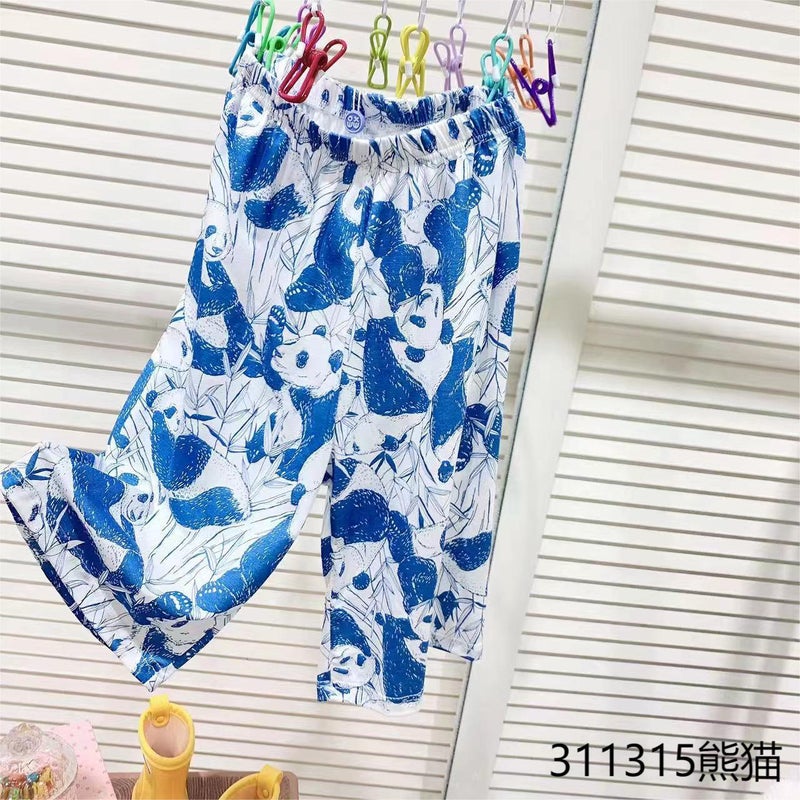 Children's Loose Anti-mosquito Pants Summer Boys and Girls Thin Capri Pants Printed Children's Pants Baby's Wide Leg Beach Pants - Image 3