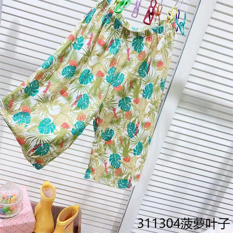 Children's Loose Anti-mosquito Pants Summer Boys and Girls Thin Capri Pants Printed Children's Pants Baby's Wide Leg Beach Pants - Image 5