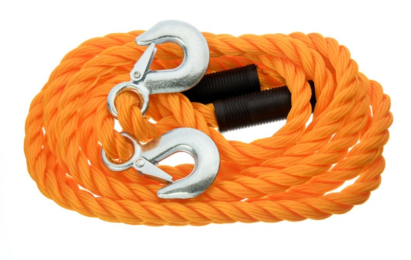 SE Emergency Nylon Tow Rope 132 ft Length 5500 lbs Pull Capacity with Metal Couplings and PVC Storage Pouch TR5M