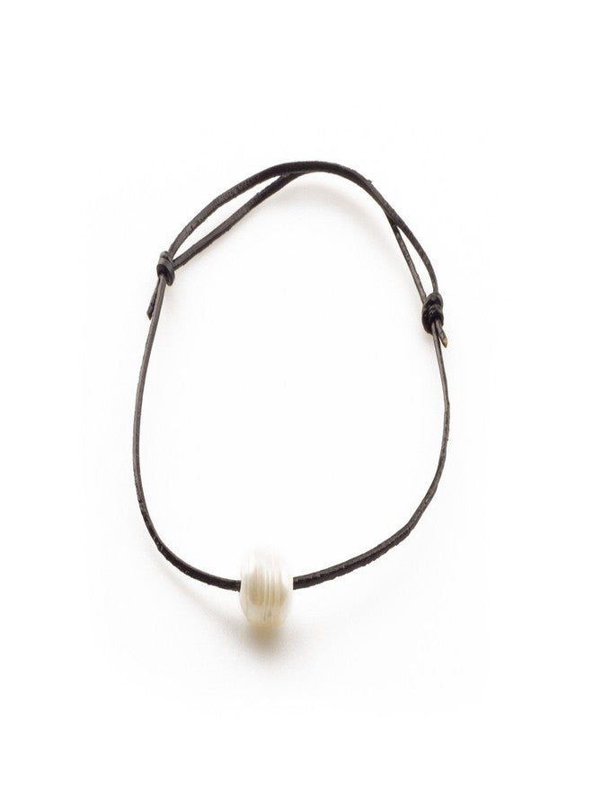 LZD Cowhide Leather Cord Bracelets, with Grade B Natural Freshwater Pearl Beads - Image 1