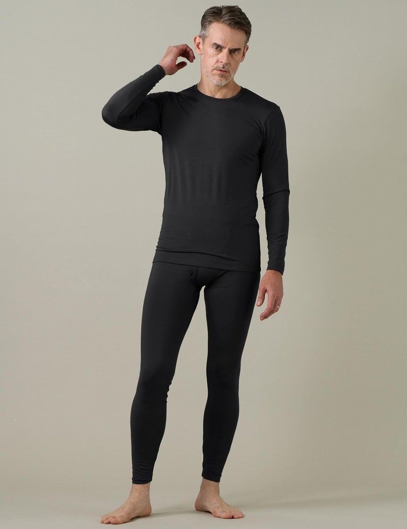 LAPASA Men's Thermal Underwear Set Soft Fleece Lined Long Johns Midweight Base Layer Top & Bottom Winter Thermoflux 200 Extra Warm M57 Small Black - Image 4