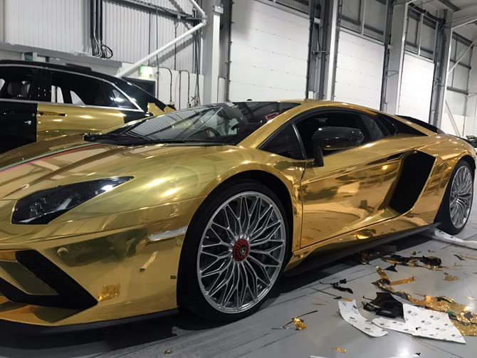 HOME13™ Mirror Gold Chrome Vinyl Wrap Car DIY Wrap Sheet Roll Film Sticker Decal Rated for Automotive Use (12 x 62) - Image 4