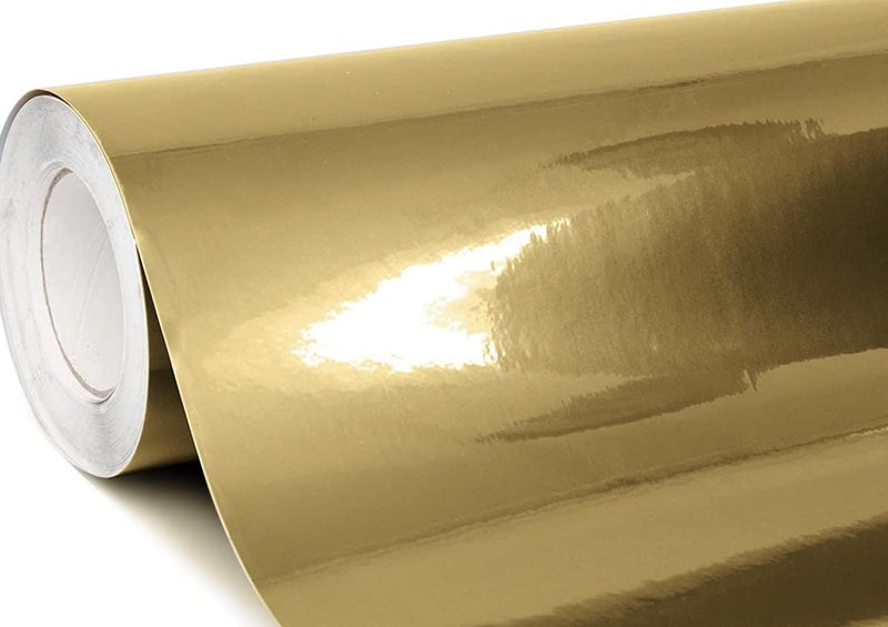 HOME13™ Mirror Gold Chrome Vinyl Wrap Car DIY Wrap Sheet Roll Film Sticker Decal Rated for Automotive Use (12 x 62) - Image 1