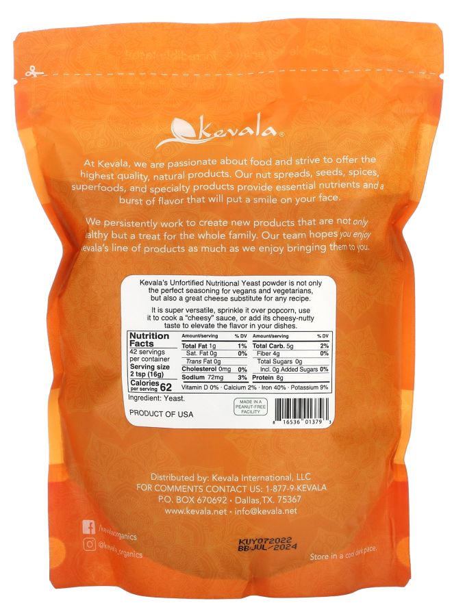 Kevala مسحوق خميرة غذائية غير مدعمة 1.5 رطل (680 جرام) - Image 2