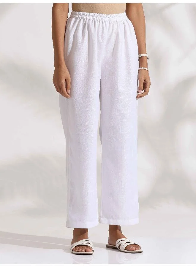 trueBrowns trueBrowns White Slub Kurta Co-ord Set