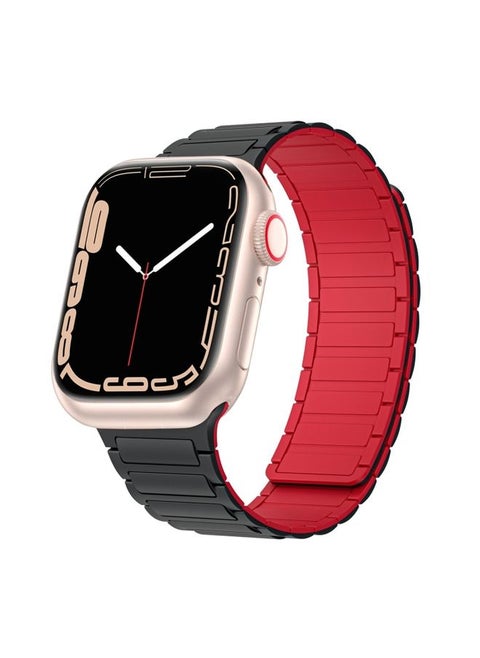 Replacement Strap For Apple Watch 9 41mm Magnetic Loop Silicone Watch Band Black Red